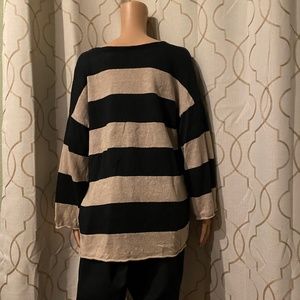 Eileen Fisher color block organic linen sweater